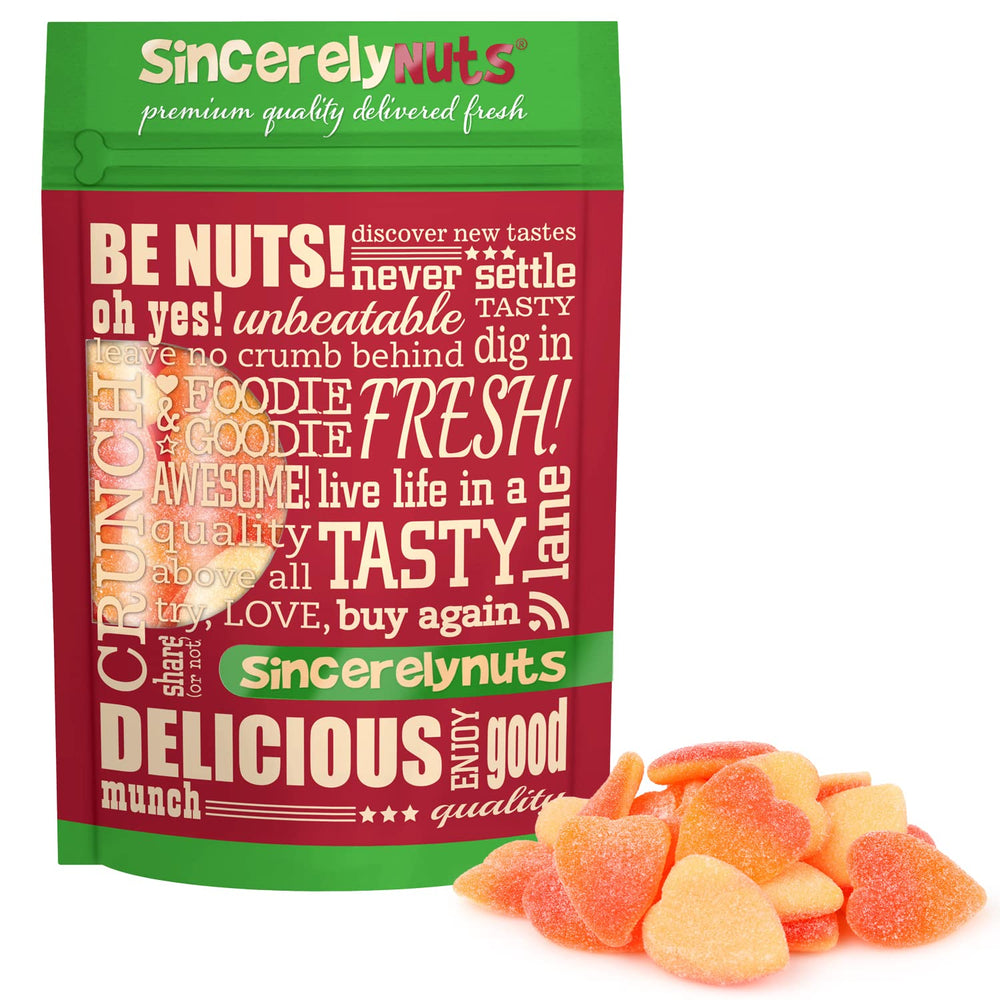 Sincerely Nuts Heart Shaped Peach Gummies - Chewy Fruity Candy Snack