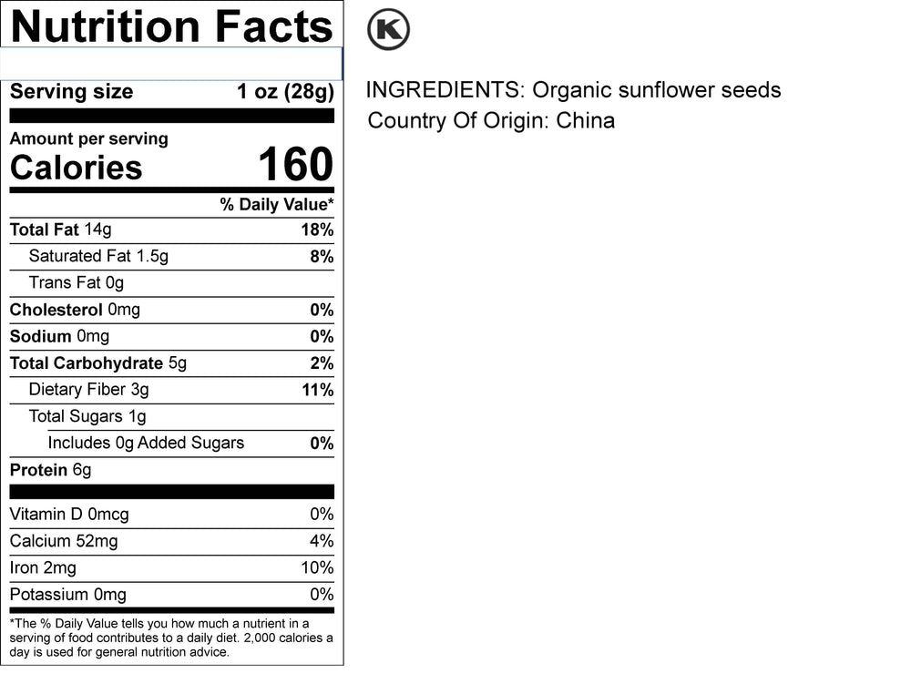 Organic Sunflower Seeds (Raw, No Shell)